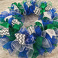 Winter Mesh Front Door Wreath | Hannukkah Wreath | Blue Green White Silver