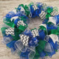 Winter Mesh Front Door Wreath | Hannukkah Wreath | Blue Green White Silver