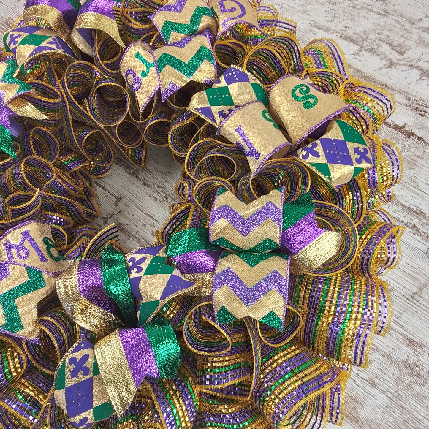 Mardi Gras Wreath | Fat Tuesday Mesh Door Wreath