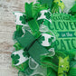 Cutest Clover St Patricks Wreath - Animal Print Saint Patrick's Home Sweet Home Decor - Shamrock Door Decorations - Green White