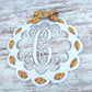 Personalized Door Hanger, Monogrammed Scalloped Design, Sunflower Themed Decor