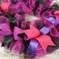 Black Pink Mesh Door Wreath; Black Hot Fuchsia Pink Purple