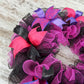 Black Pink Mesh Door Wreath; Black Hot Fuchsia Pink Purple