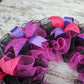 Black Pink Mesh Door Wreath; Black Hot Fuchsia Pink Purple