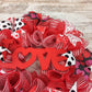 Love Valentines Wreath, Valentine's Day Decor, Red White Black Door Decorations