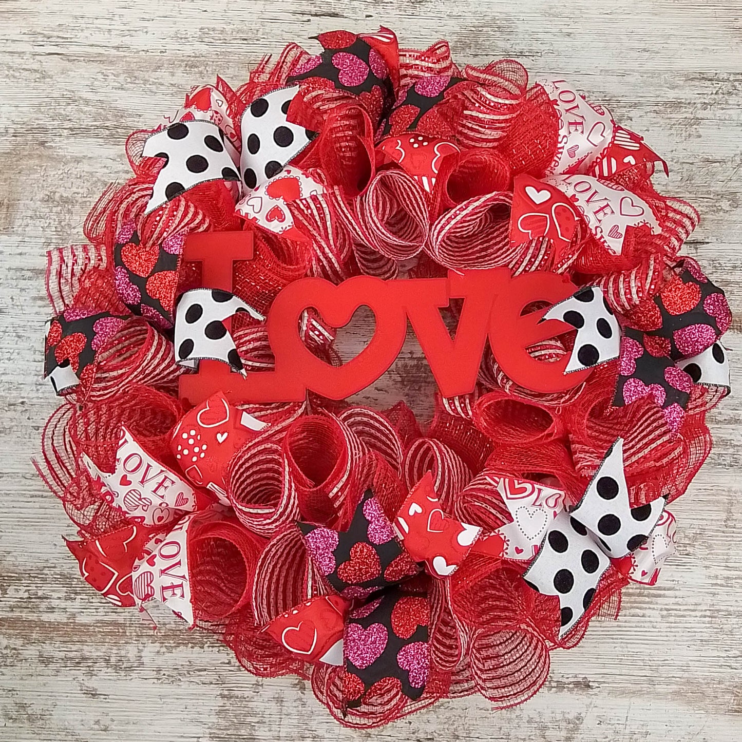 Love Valentines Wreath, Valentine's Day Decor, Red White Black Door Decorations