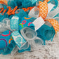 Orange Turquoise Welcome Year Round Spring Wreath; White Teal : P9