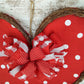 Heart Grapevine Wreath - Polka Dot Door Hanger - Valentines Front Door Decor - Oversized Bow Swiss Dot Door Decorations; Red, White