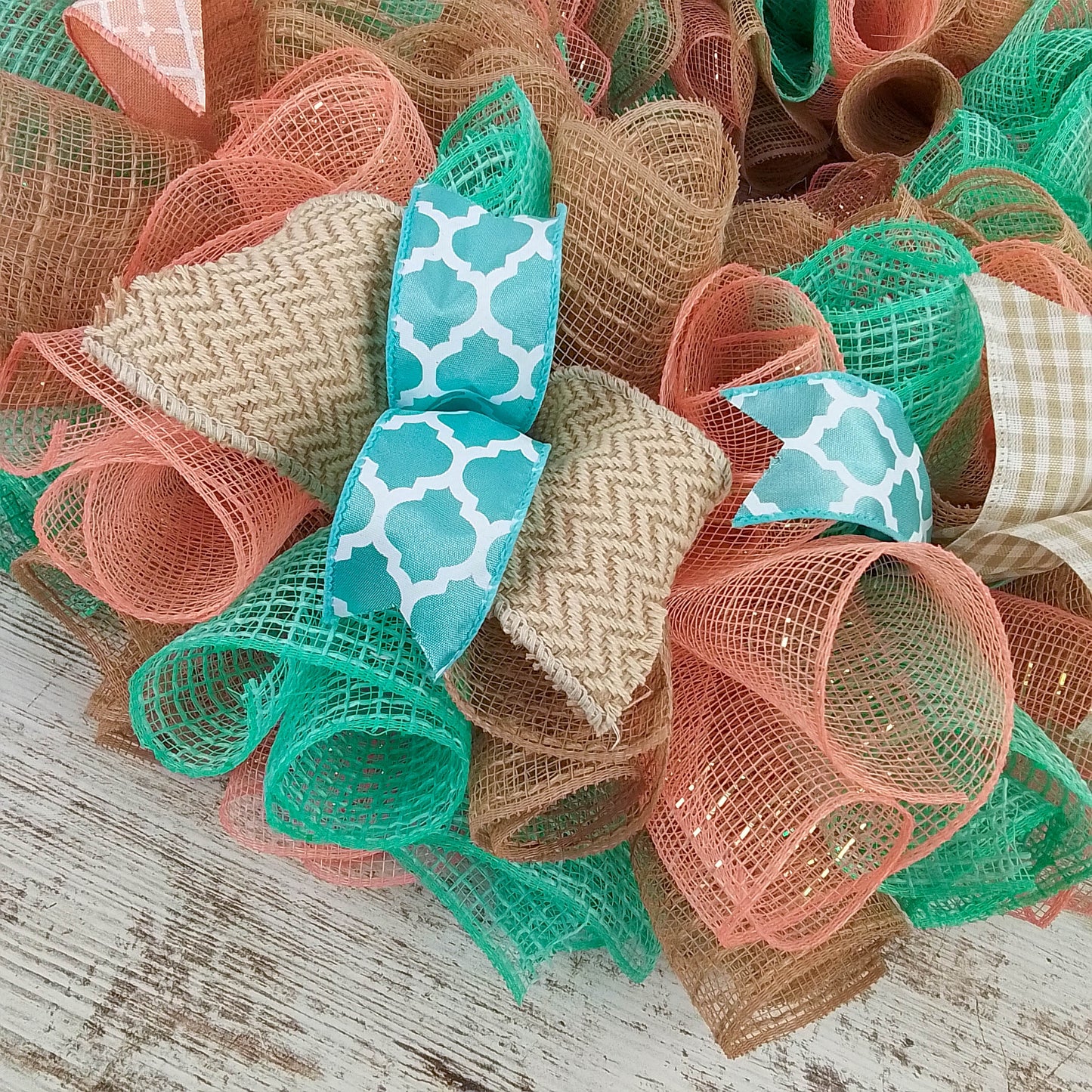 Coral and Mint Year Round Wreath, Everyday Wreath for Front Door