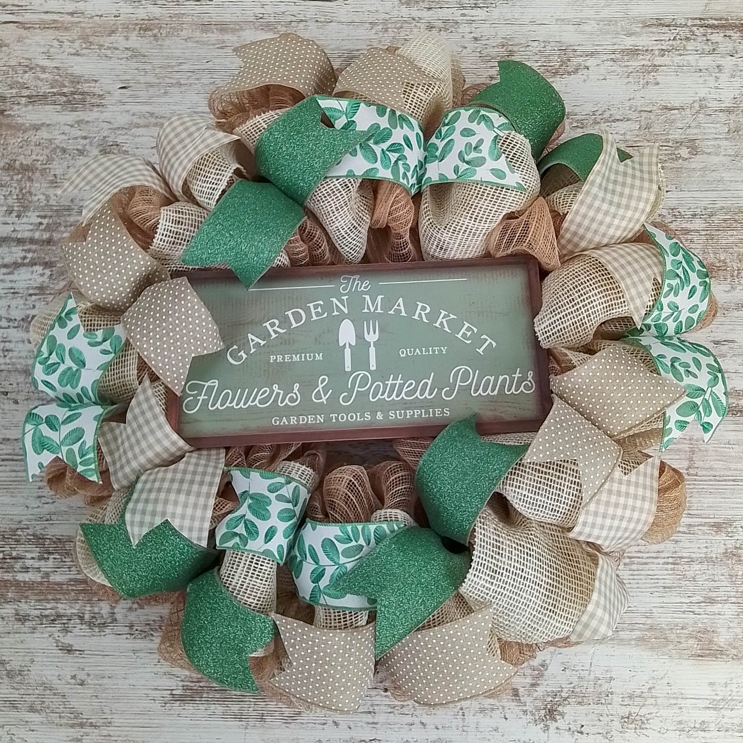 Farmhouse Spring Wreath - Garden Market Decor - Perfect Mother's Day and Gardener Gift