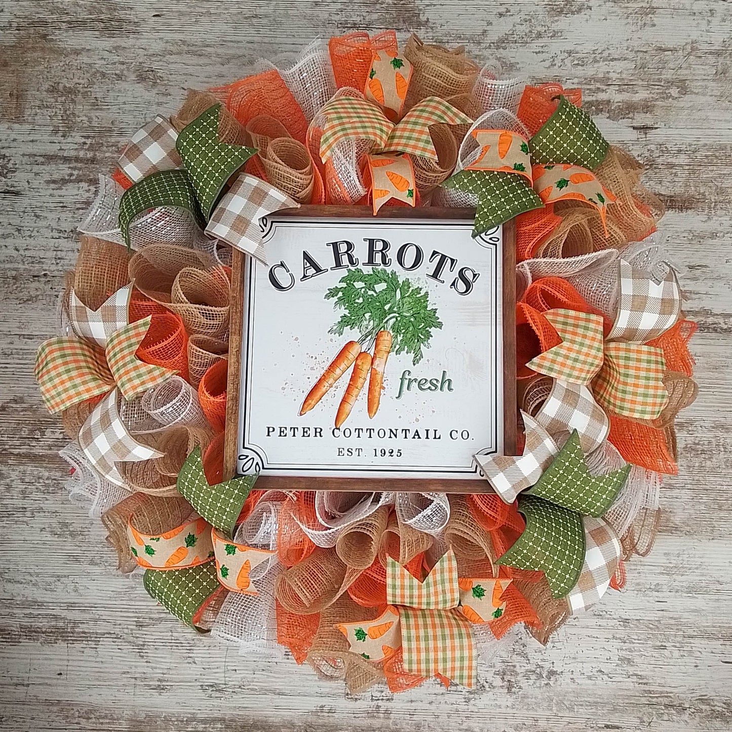 Farmhouse Easter Carrot Wreath - Spring Summer Welcome Door Decorations