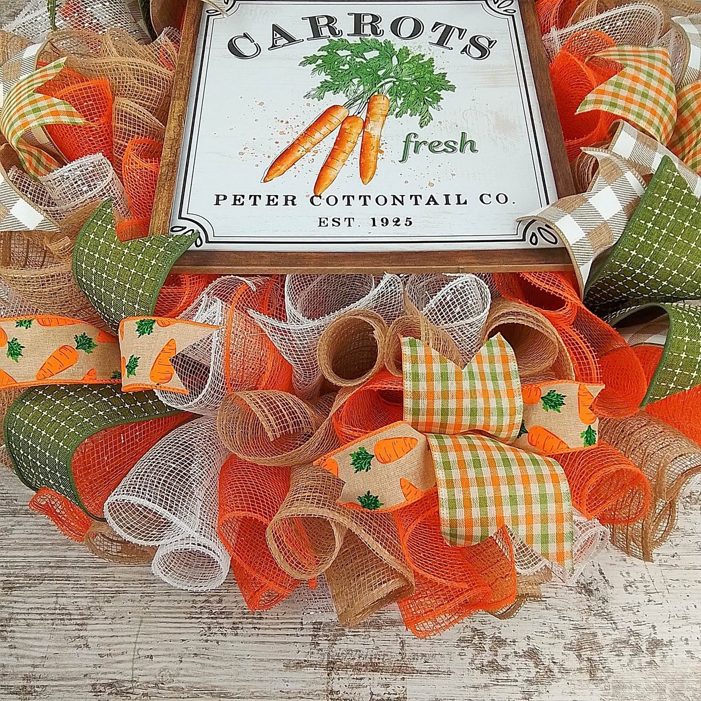 Farmhouse Easter Carrot Wreath - Spring Summer Welcome Door Decorations