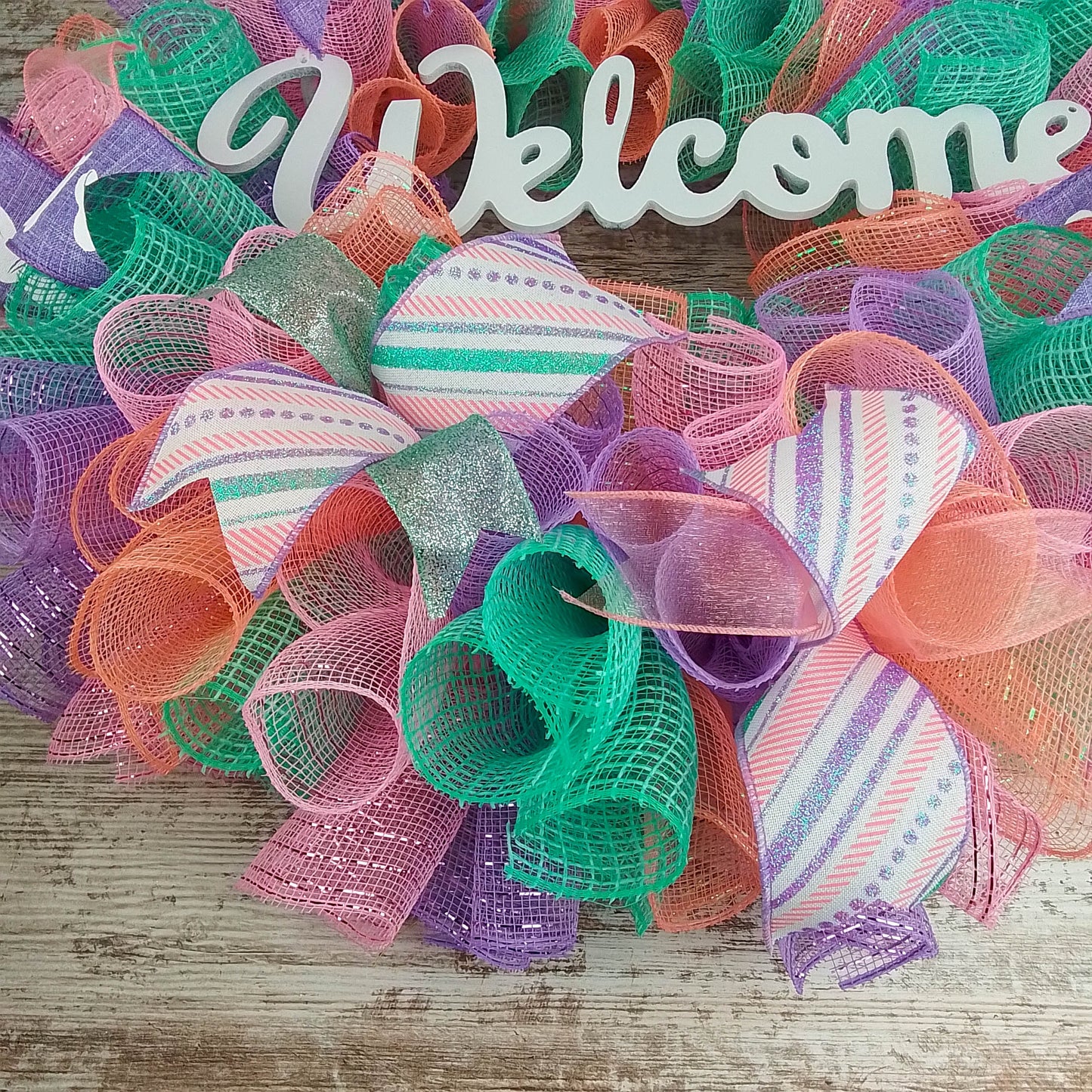 Easter Front Door Wreaths for Decoration - Welcome Porch Decor - Purple Lavender Pink Mint Green