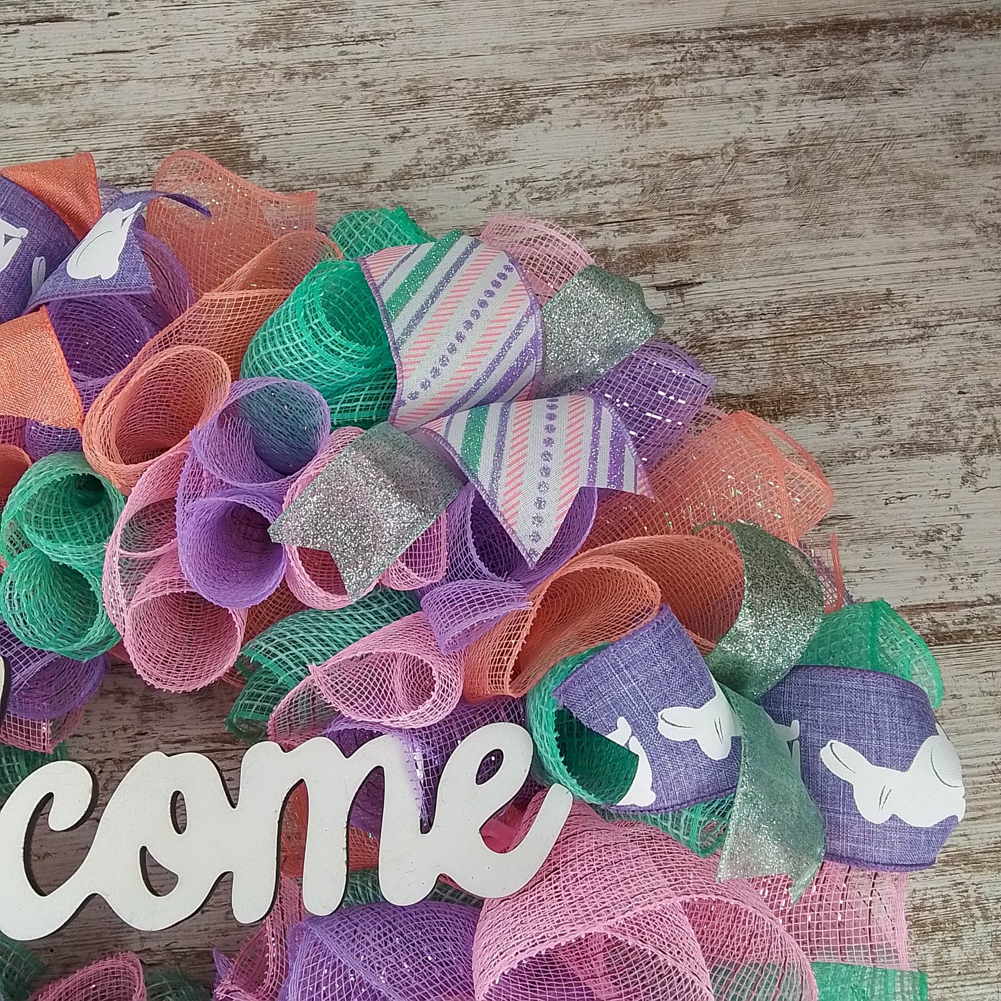 Easter Front Door Wreaths for Decoration - Welcome Porch Decor - Purple Lavender Pink Mint Green