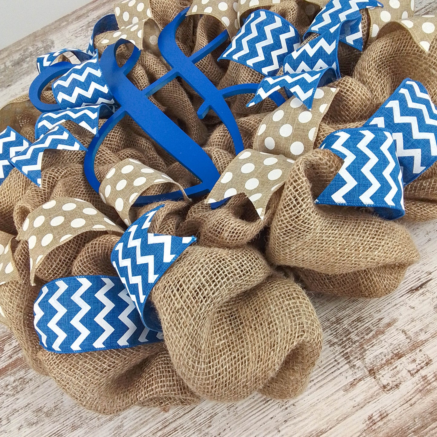 Personalized Burlap Wreath, Monogrammed Door Decor, Rustic Home Accent