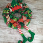 Elf Themed Christmas Wreath, Festive Door Hanger, Holiday Home Decor