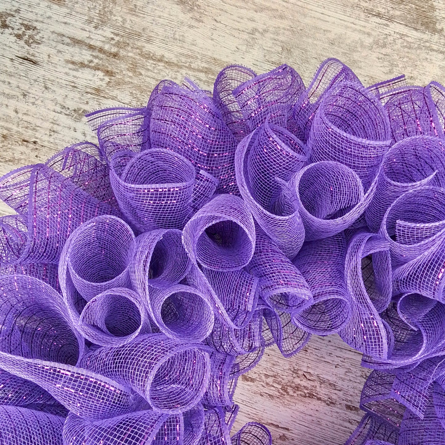 Plain Wreath Base Already Made - Mesh Everyday Wreath to Decorate DIY - Starter Add Bow, Ribbons on Your Own - Premade (Metallic Purple)