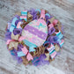 Happy Easter Wreaths for Front Door - Egg Decor - Purple Lavender Pink Yellow