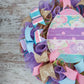 Happy Easter Wreaths for Front Door - Egg Decor - Purple Lavender Pink Yellow