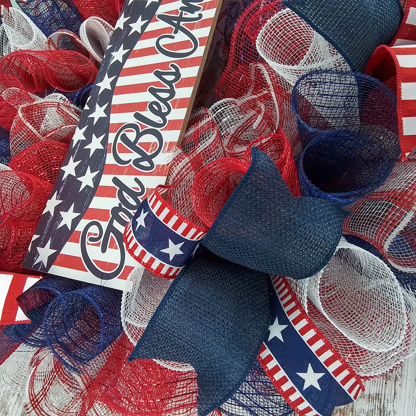 4th of July Door Wreath, God Bless America Wreaths