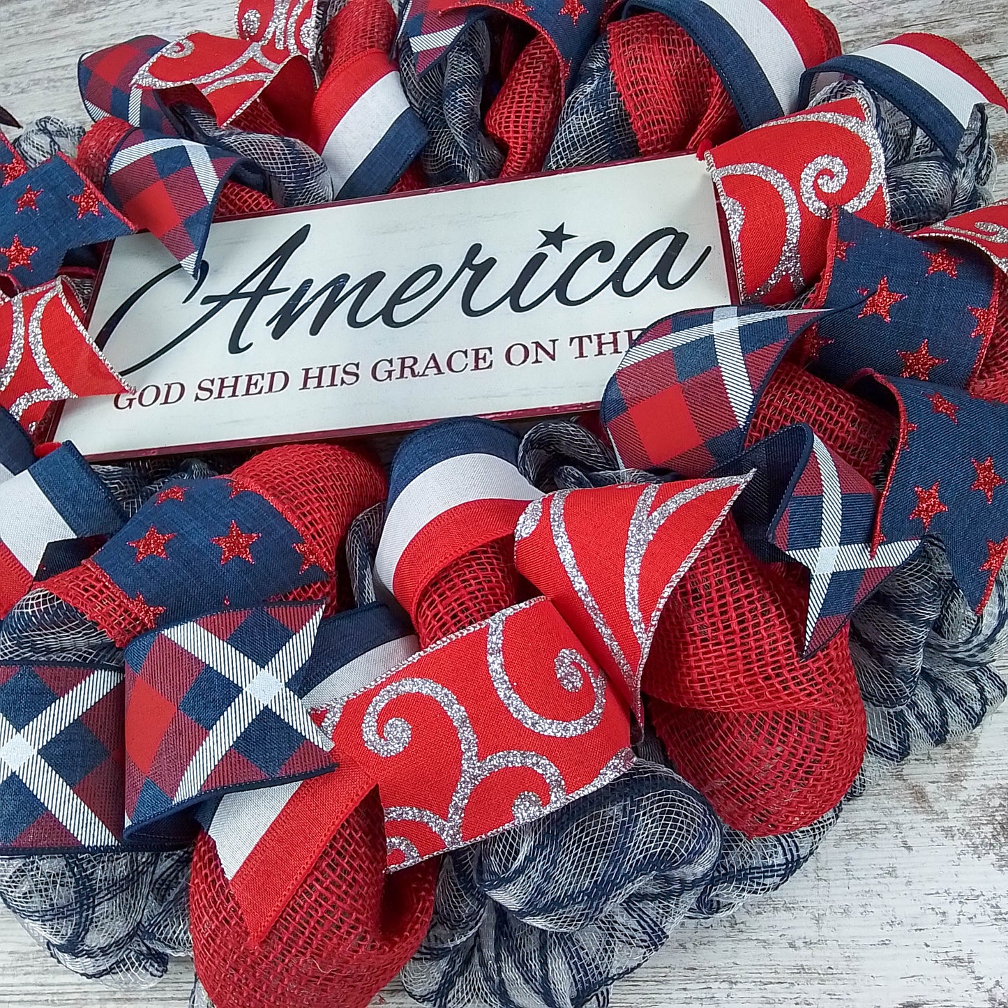 God Bless America Fourth of July Door Wreath