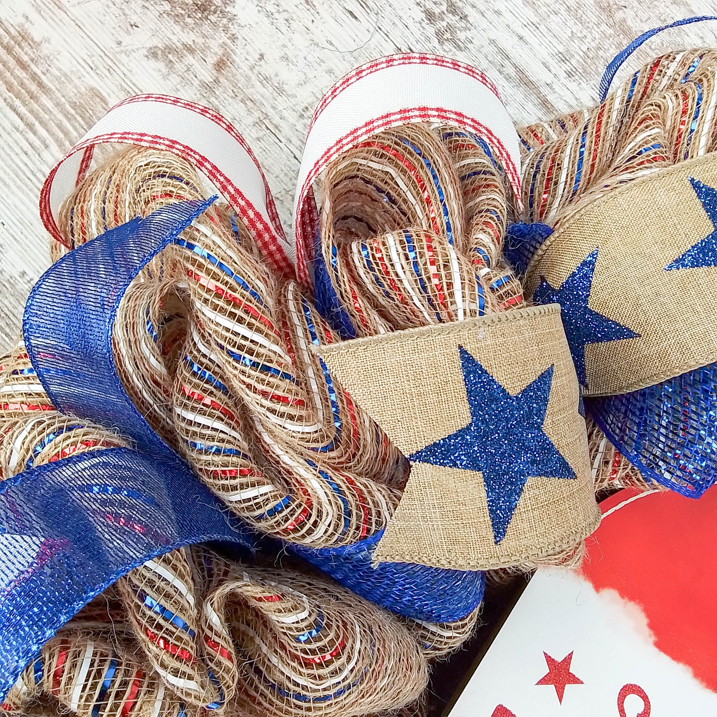 Sweet Freedom Fourth of July Mesh Door Wreath - Independence Day