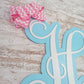 Personalized Door Hanger, Birch Wood Monogram, Custom Letter and Bow Color Decor