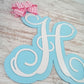 Personalized Door Hanger, Birch Wood Monogram, Custom Letter and Bow Color Decor