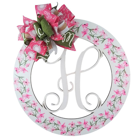 Personalized Monogram Door Hanger, Floral Birch Wood Decor, Indoor/Outdoor Hanging Ornament