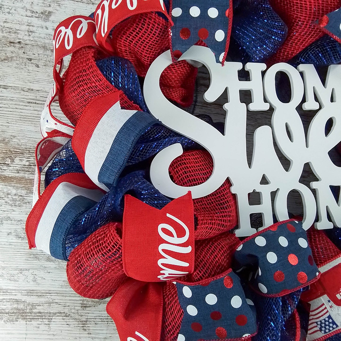 Navy Blue Fourth of July Mesh Door Wreath