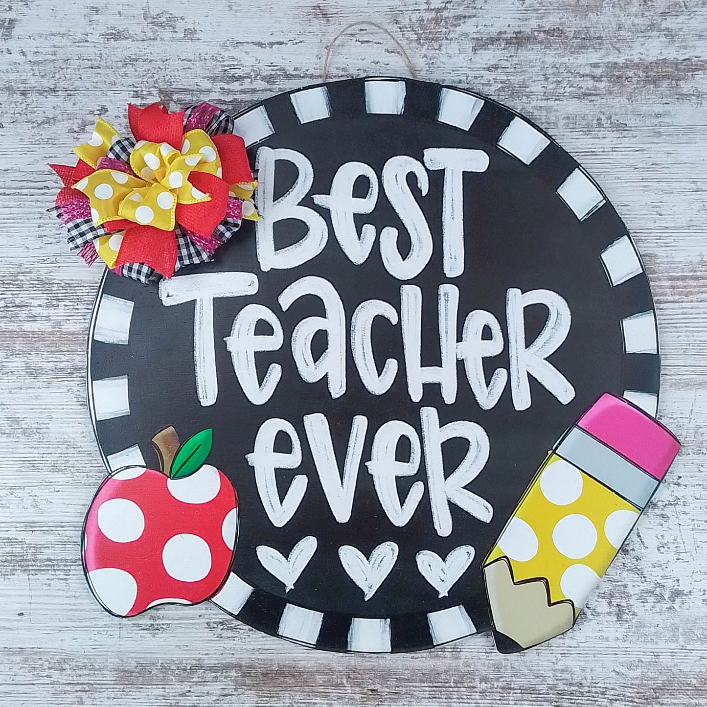 Best Teacher Ever Door Hanger, Hand-Painted Classroom Decoration, Unique Teacher Appreciation Gift