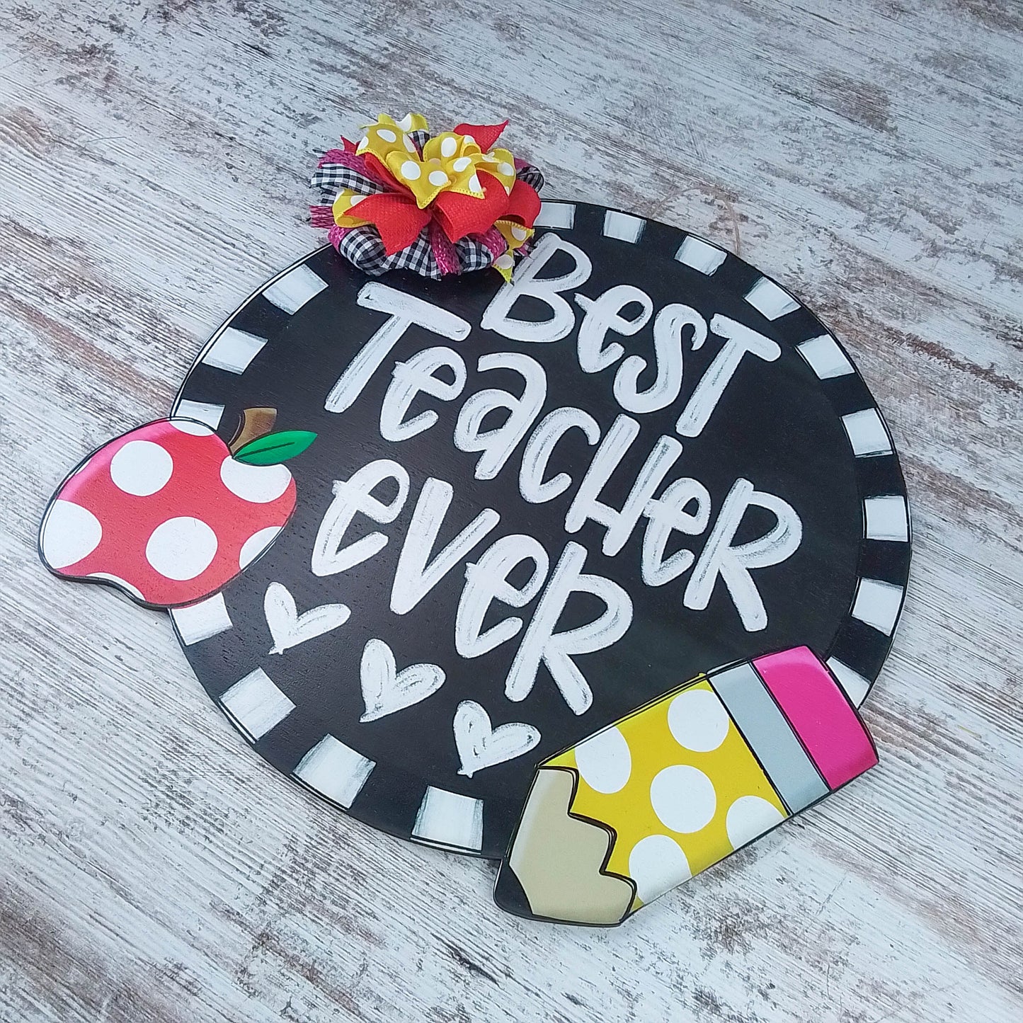 Best Teacher Ever Door Hanger, Hand-Painted Classroom Decoration, Unique Teacher Appreciation Gift