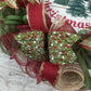 Merry Christmas Wreaths - Mesh Front Door Wreath - Xmas Farm Fresh Trees Rustic Holly Jute Door Decoration - Red Green Burlap Beige Ivory