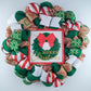 Merry Christmas Wreath - Xmas Holiday Decoration Front Door Wreaths - Jute Emerald Burlap Gold Glitter