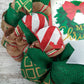 Merry Christmas Wreath - Xmas Holiday Decoration Front Door Wreaths - Jute Emerald Burlap Gold Glitter