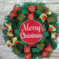 Merry Christmas Front Door Wreath | Emerald Green Red Holiday Decor