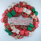 Merry Christmas Wreath | Rustic Christmas Wreath | Outdoor Front Door Wreath | Red Jute Green