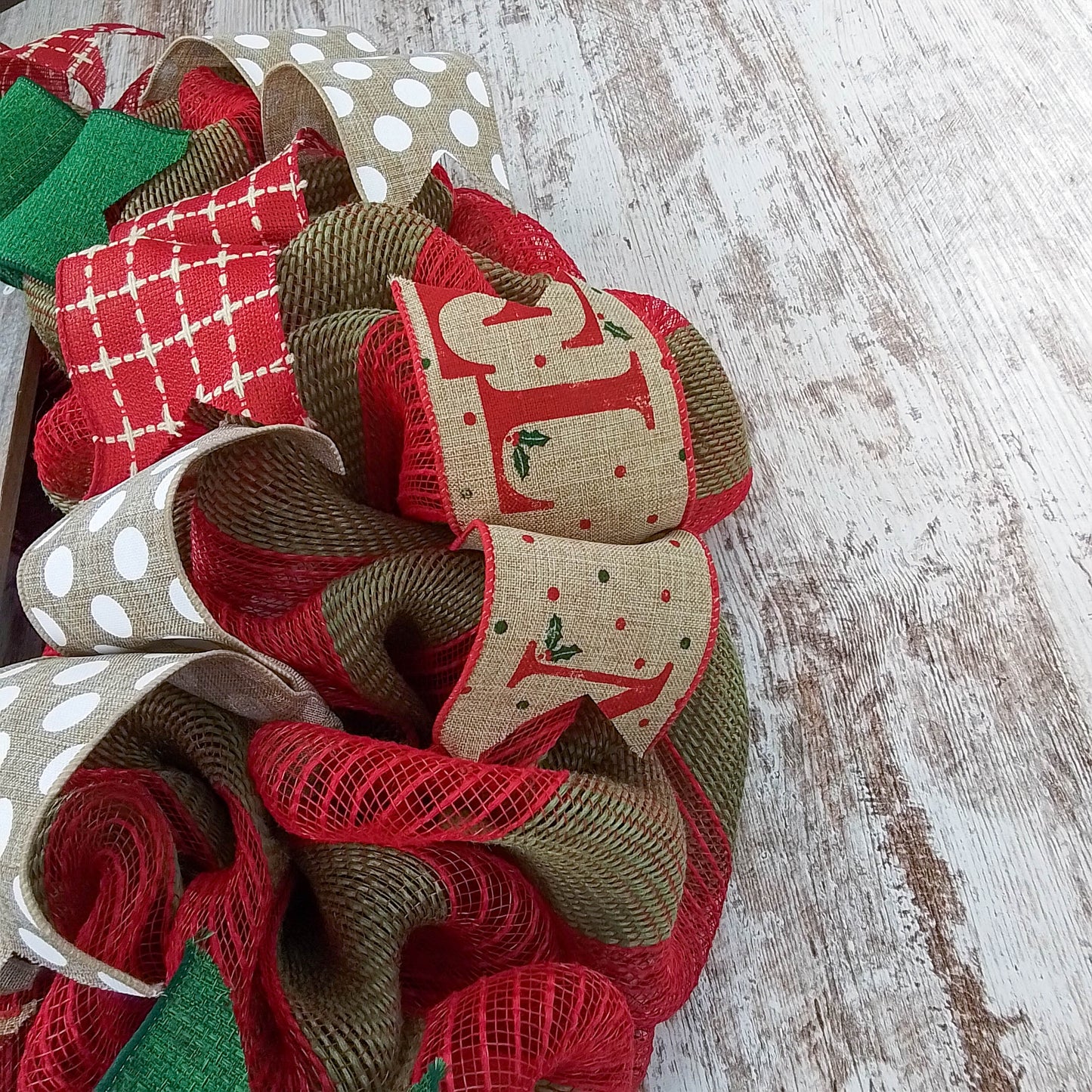 Merry Christmas Wreath | Rustic Christmas Wreath | Outdoor Front Door Wreath | Red Jute Green