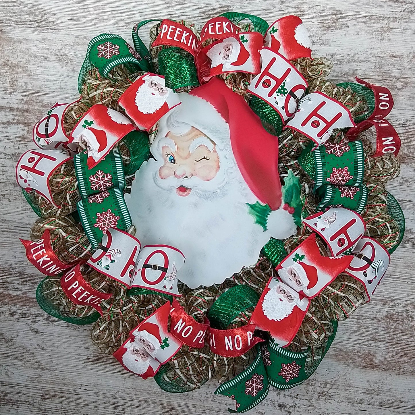 Santa Claus Wreath | Christmas Mesh Outdoor Front Door Wreath