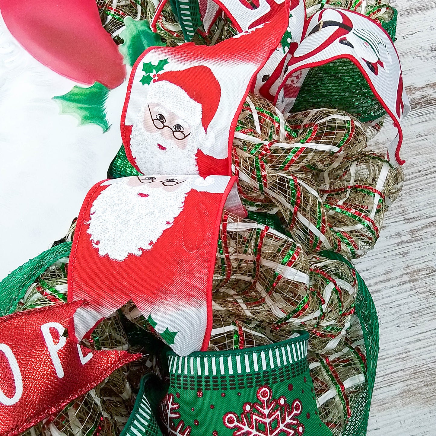 Santa Claus Wreath | Christmas Mesh Outdoor Front Door Wreath