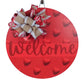 Red Heart Door Hanger, Welcome Sign, Festive Home Decor