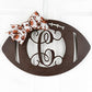 Wooden Sports Football Monogram Initial Letter Outdoor Front Door Hanger with Bow