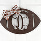 Wooden Sports Football Monogram Initial Letter Outdoor Front Door Hanger with Bow