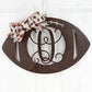 Wooden Sports Football Monogram Initial Letter Outdoor Front Door Hanger with Bow