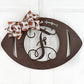 Wooden Sports Football Monogram Initial Letter Outdoor Front Door Hanger with Bow