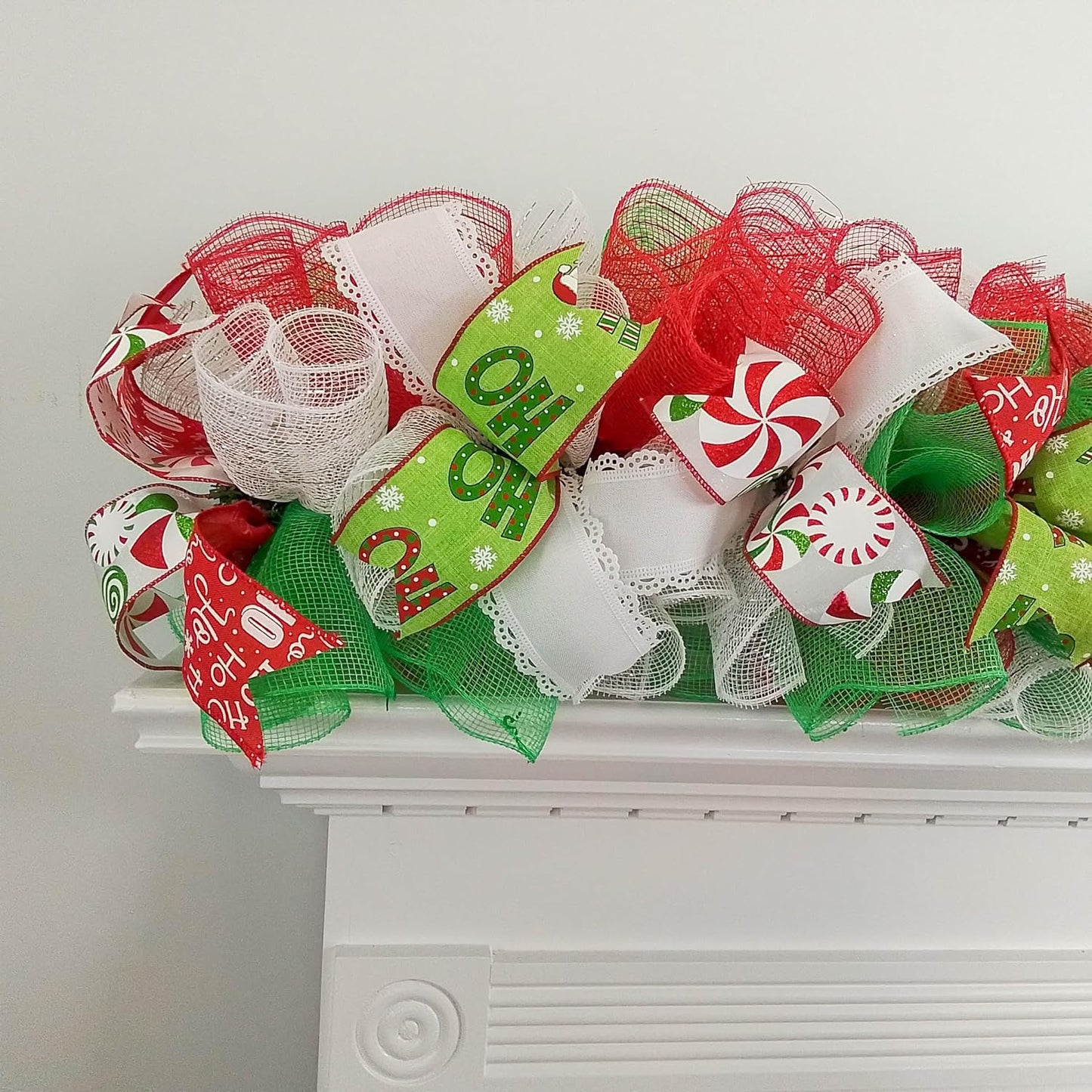 Red and Lime Christmas Tree Bow Topper | Santa Present Bow