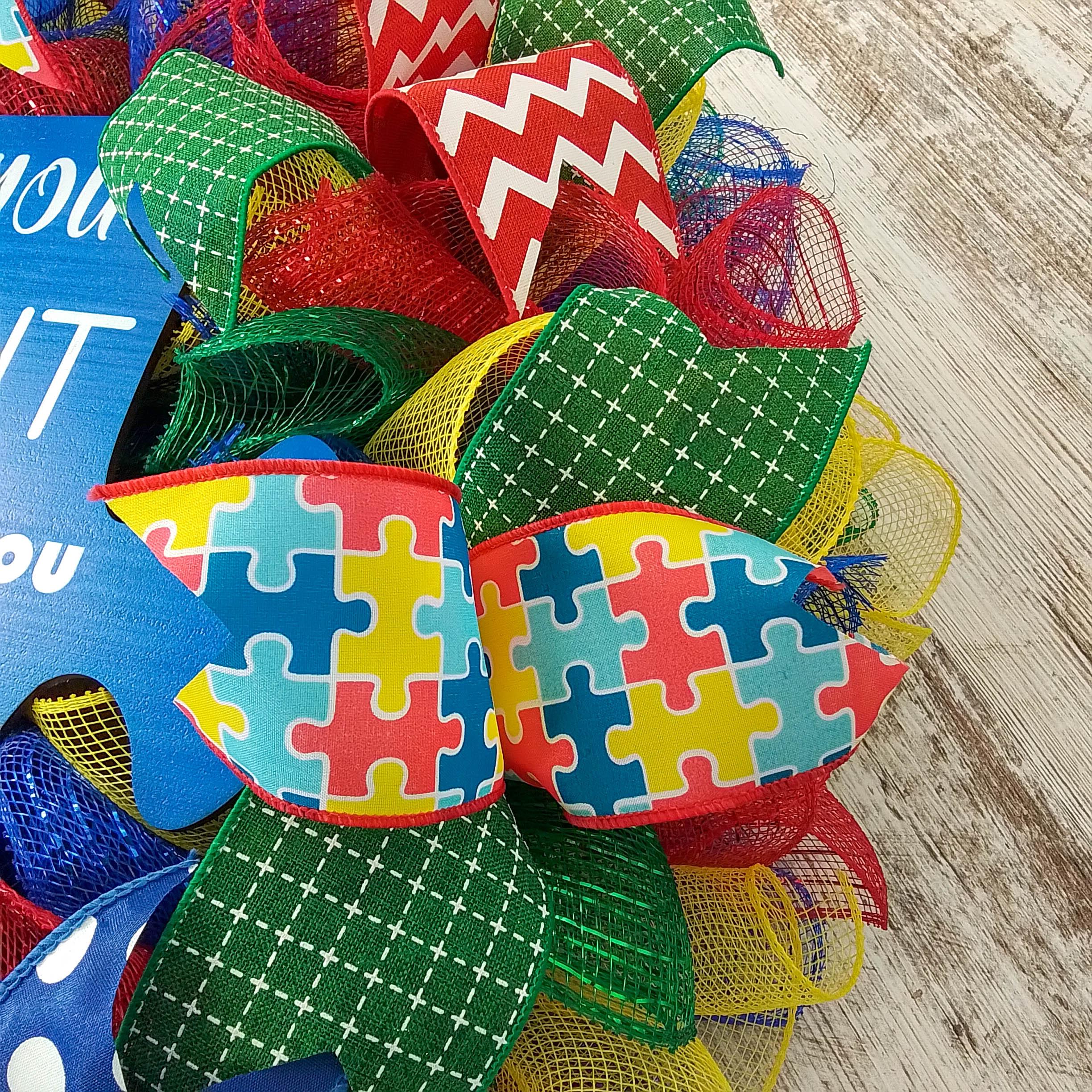 Autism is my retailer Superpower Wreath, Autism Awareness, Puzzle Piece, Front Door Wreath