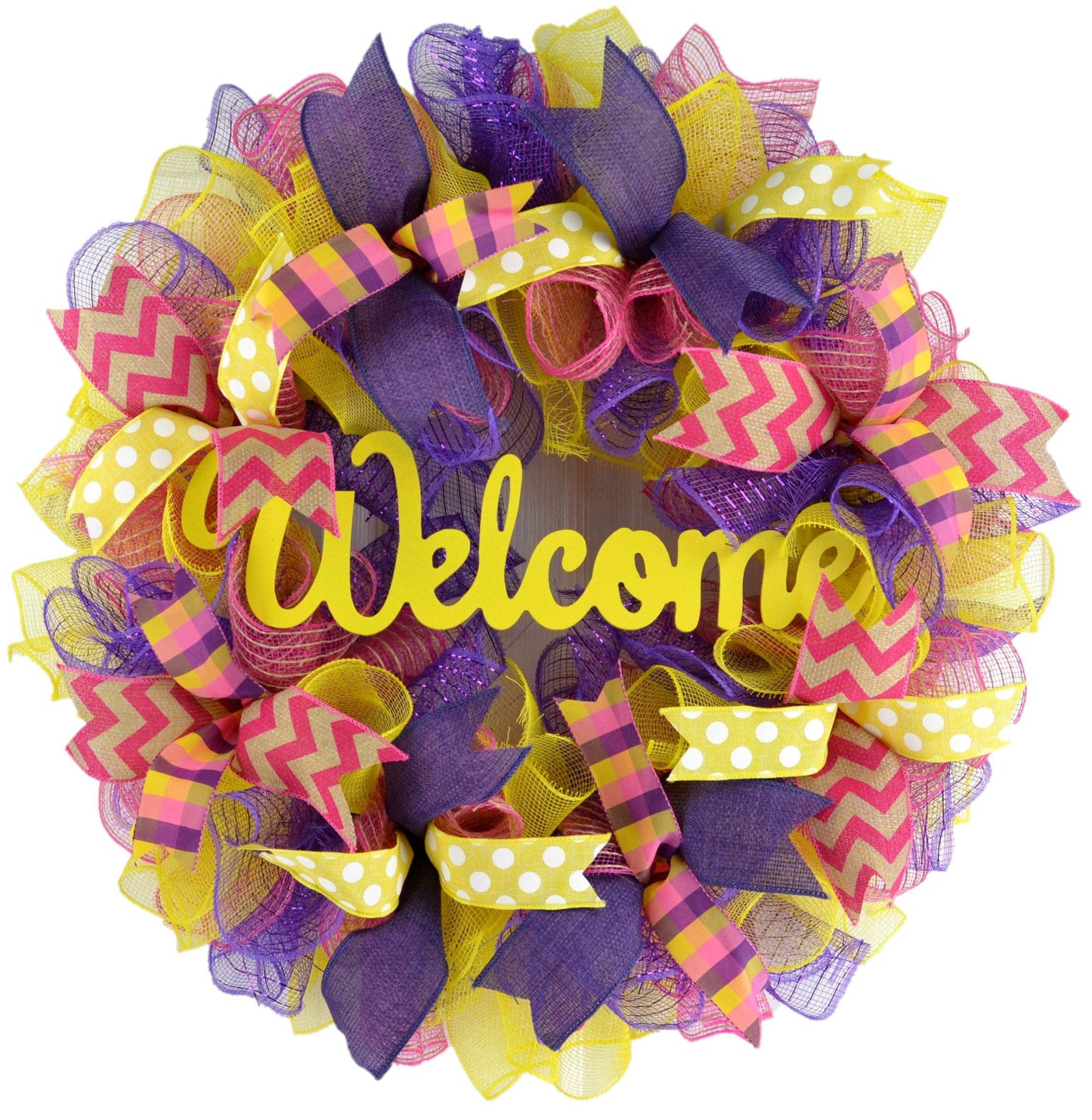 Everyday Front Door Wreaths, Year Round Wreath, Purple Pink Yellow - Pink Door Wreaths