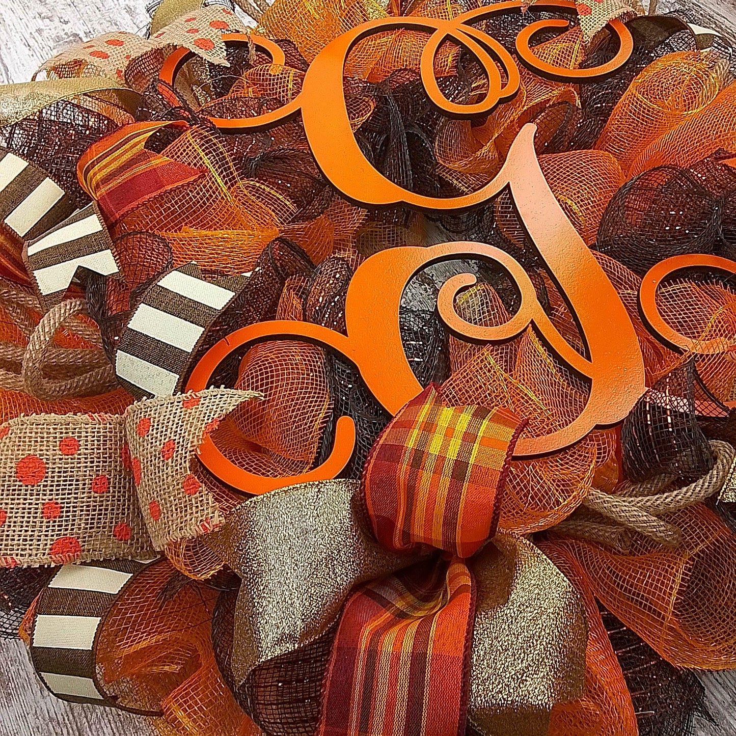 Fall Wreaths for Front Door - Autumn Thanksgiving Wreath - Brown Orange : F3 - Pink Door Wreaths