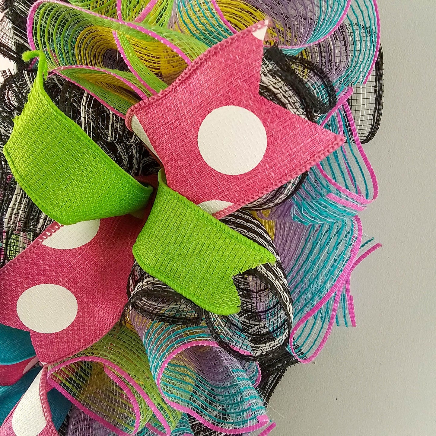 Flip to my Flop Wreath - Summer Spring Front Door Decor - Beach Decoration - Lime Green Pink Turquoise Black - Pink Door Wreaths